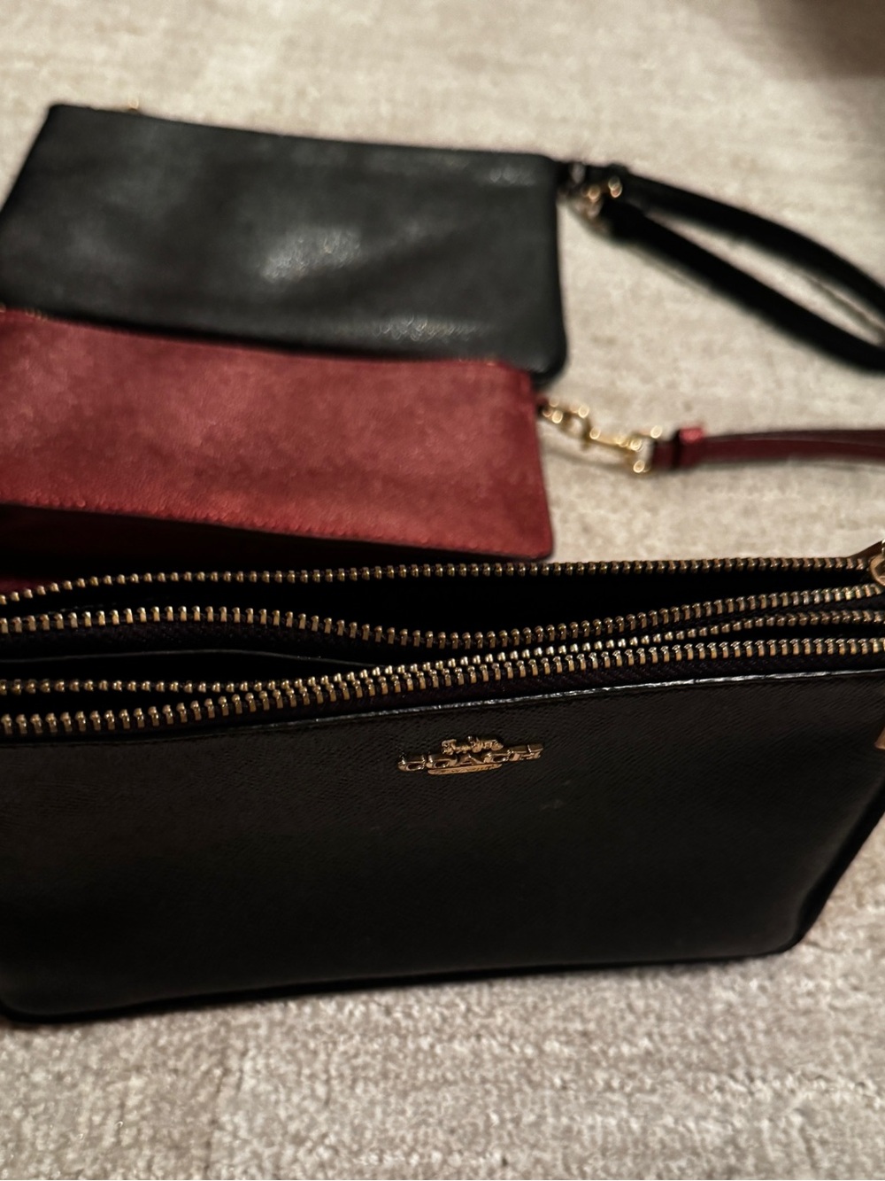 Coach Black and Burgundy Wristlet Set - Picture 4 of 7